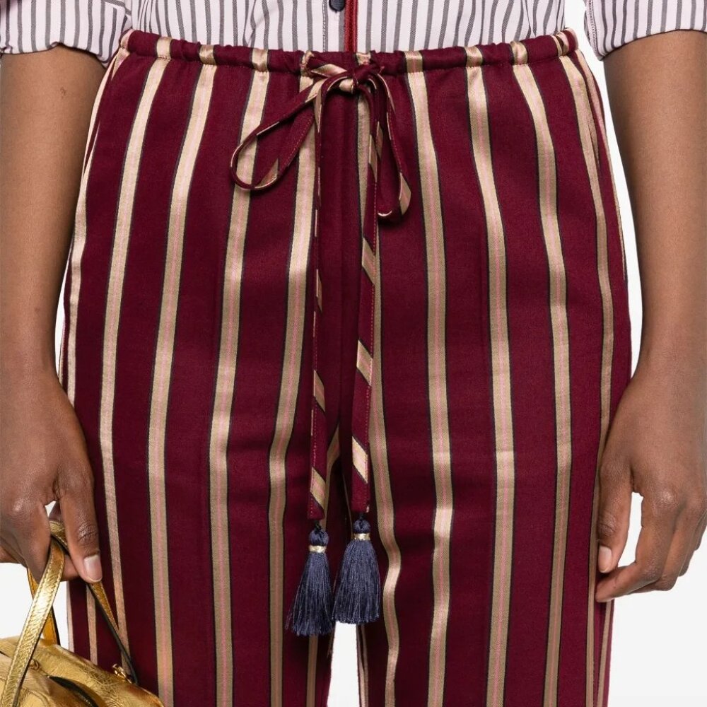 forte_forte Striped Tapered Trouser. Wool Blend. Christmas - Holiday - Festive